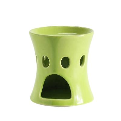 China Factory Customized Green Ceramic Wax Burner Candle Burners Hollow Carve Ceramic Wax Warmer For Home Decoration Ceramic Diffuser Incense for sale