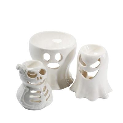 China European Halloween Decorations Wax Burner Skeletons Ceramic Style Warmer Candle Warmer Lamp Candle Wax Ghost Style for sale