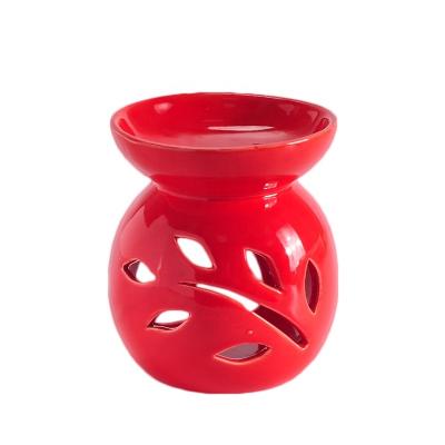 China European Factory Customized Ceramic Incense Tea Light Holder Leaf Style Essential Oil Candle Holder Professional Factory Customized Ceramic Oil Burner for sale