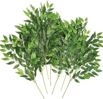 China Silk+plastic GM  Italian Ruscus Greenery Stems, 27.6in Artificial Green Leaf Garland Vines Hanging Spray for Wedding Arch Bouquet Filler for sale