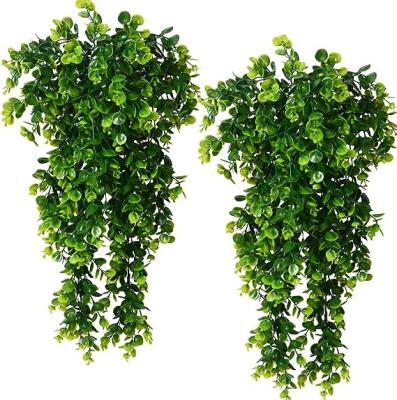 China Plastic GM Artificial Hanging Plants Fake Hanging Plant Faux Eucalyptus Leaf Greenery Vine Outdoor UV Resistant Plastic Plants for sale