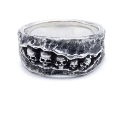 China Neo-Gothic 925 Sterling Silver Motorcycle Skull Gothic Punk Ring for sale