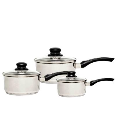 China Viable Best Comforts Handle Bakelite 3Pcs Stainless Steel Culinary Sauce Pan Cookware Set for sale