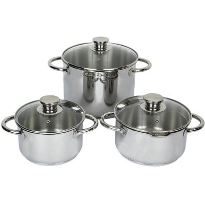 China 6Pcs Sustainable High Quality Set SS304 Polished Deep Casserole Cooking Large Pots Cookware Sets for sale