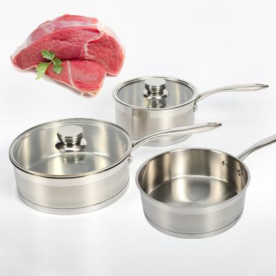 China Stainless Steel Mini Non-Stick Of Cookware Viable High Quality Kitchen Sets With Stainless Steel Handle for sale