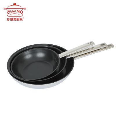 China Promotion Viable Silver Handle Spanish Seafood Frying Pan Non Stick Stainless Steel Pan for sale