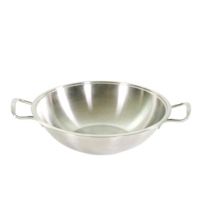 China Sustainable Commercial Wok Non Stick Chinese Cooking Stove Stainless Steel Wok Pan With Cover for sale