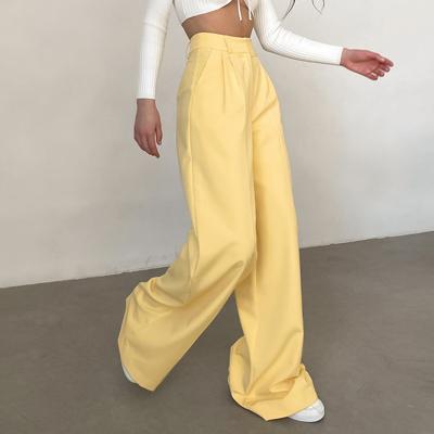 China New Anti-Wrinkle Drop Waist High Waist Floor Length Trousers Female Ladies Pants Casual Loose Wide Leg Pants for sale