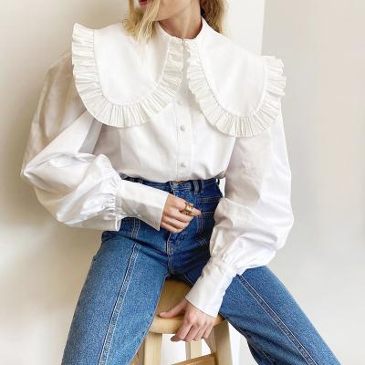 China Anti-pilling 2022 Women's Autumn Winter Blouses Shirts Vintage White Elegant Office Lady Casual Blouse Tops for sale