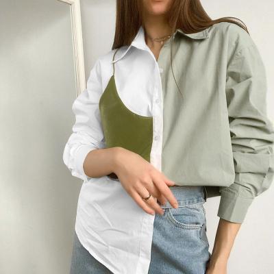 China Women's anti-pilling tops fashionable autumn stylish shirts women turn down casual collar button long sleeve cotton shirt blouses for sale