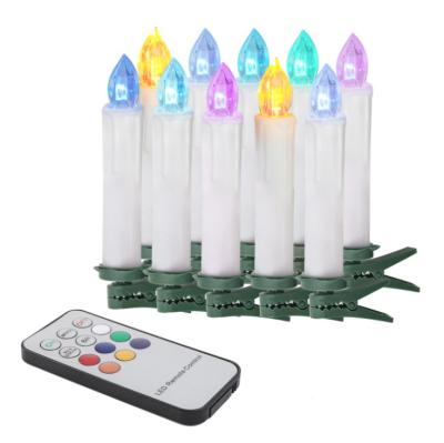 China Birthday Amazon 10 Pcs With Remote Christmas Tree Decoration Candle Lights With Clips for sale