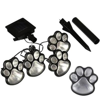 China Solar Powered Garden 4 LED Animal Dog Bear Paw Print Shaped Lawn Lights Outdoor Patio Garden Yard for sale