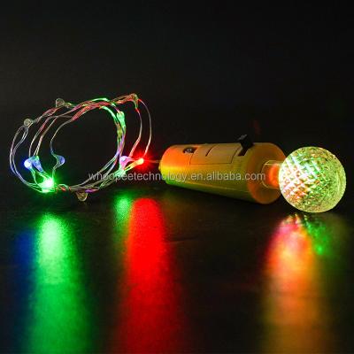 China Warm White Multicolor LED Wire 1M10 LED+copper Cork Lights Battery Operated Wine Bottle With G40 G50 Ball Shaped Topper For Christmas for sale