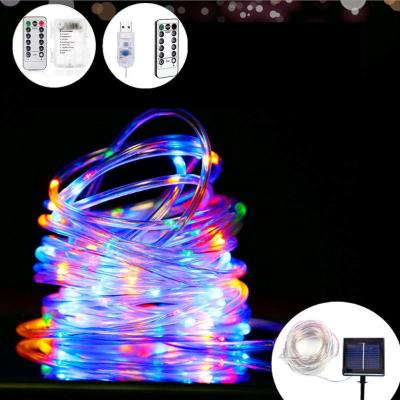 China Solar Outdoor Tube String Lights String Lights 8 Modes Waterproof Copper Wire Tube Fairy Lights for Garden Wedding Decor for sale