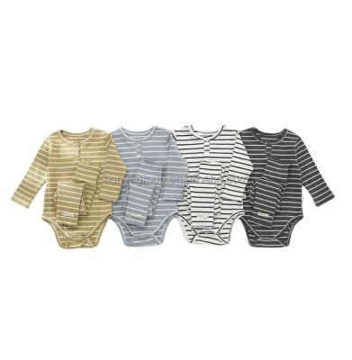 China 2021 Autumn New Baby Pajamas Newborn Stripe Mine Cotton Long Sleeve Casual Jumpsuit Two Sets for sale