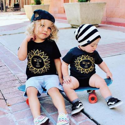 China 2021 Summer Amazon Hot Kids QUICK DRY Style Children's T-shirt Cotton Shorts Sleeved Baby Boys Girls Leopard Tops for sale