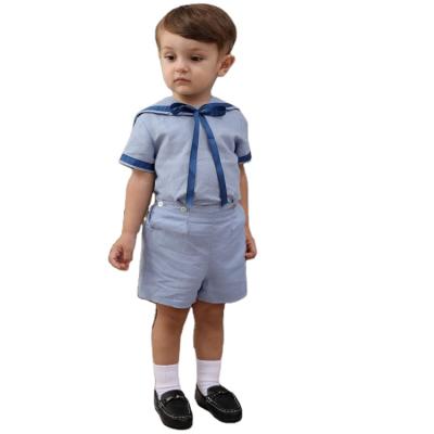 China Customized Spanish Children's Suit Children's Wear Boys Cotton Short Sleeve Dress Navy Kindergarten School Uniform Casual for sale