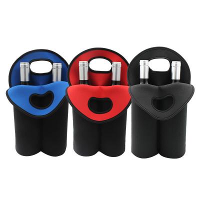 China Wholesale Custom Neoprene Thermal Double Thermal Insulated Waterproof Insulated Wine Bottle Cooler Tote Carrier Bag for sale