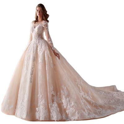 China Long Sleeve Africa Bridal Wedding Dresses 2021 Plus Size Ball Gown Wedding Dress Breathable Bridal Gown A243 for sale