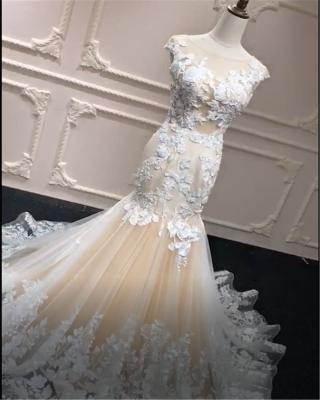 China Luxury Champagne Lace Wedding Dresses 2021 Elegant Mermaid Wedding Dresses Breathable African Bridal Gowns From Goowns Middle East Dubai for sale