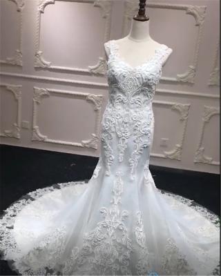 China Breathable White Lace African Mermaid Wedding Dresses 2021 Sexy Sleeveless Bridal Bridal Gowns Vestido de novia Luxury Dubai Gowns for sale