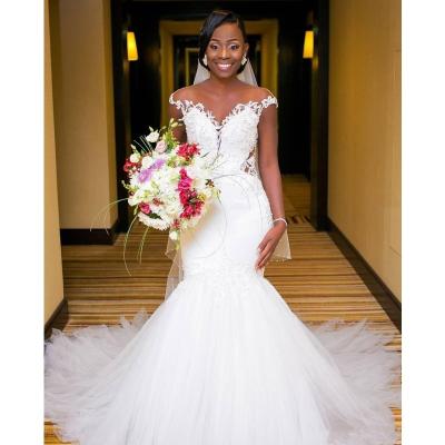 China 2022 African Sexy Illusion Wedding Dresses Backless Anti-wrinkle Mermaid Wedding Dresses Applique Lace Up Beaded Bridal Wedding Gowns Dresses for sale