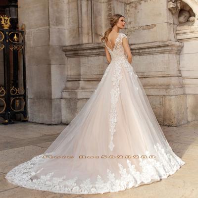 China Dry Cleaning Appliques Tulle Wedding Dresses Vestidos De Noiva A-Line O-Neck Buttons Up Princess Gowns Sleeveless Store Aliexpress Online for sale