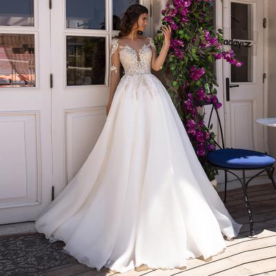 China Custom Made Dry Cleaning Appliques Beading Long Sleeve Sukienka Elegancka Wedding Dresses China Tulle Opening Boho Wedding Gowns Aliexpress for sale