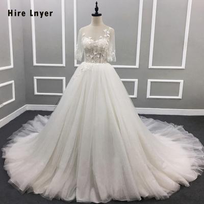 China New Deaign Half Sleeve A Line Sexy Backless Plus Size NAJOWPJG Wedding Dresses Alibaba China Abiti DA Sposa Flowers Lace Up Tulle Wedding Dress for sale