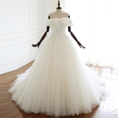 China Plus Size Vestido De Casamento Beading Lace Up A-Line Wedding Dresses Shiny Tulle Backs With Petticoat Plus Size Alibaba Gelinlik for sale