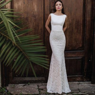 China Backless Sexy Sheath Mermaid Lace Wedding Dresses Dry Cleaning O Neck Off The Shoulder New Arrival Floor Length Bridal Dress 2021 for sale