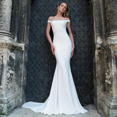 China Sexy Dry Cleaning Mermaid Weddding Dresses Elegant Illusion Bateau Backless Neck Off The Shoulder Floor Length Wedding Dresses 2021 New for sale