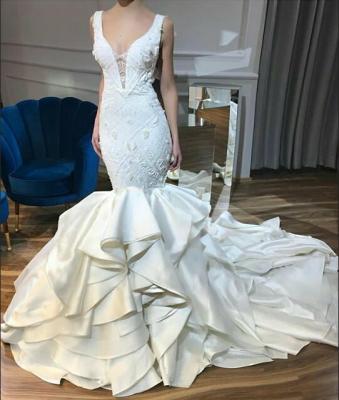 China Robe 2021 Breathable Sexy African Bridal Wedding Gowns Vestido de novia Mermaid Wedding Dresses V Neckline Bridal Gowns Wedding Dresses for sale