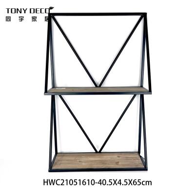 China Eco - Friendly Modern Black Rack Wall Frame Wall Iron Pipe Storage Rack for sale