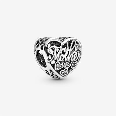 China The Other 925 Sterling Silver Letter Love Heart Shape Bead for Pan Charm Bracelet Bangle DIY for sale