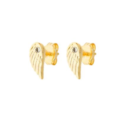 China TREND S925 Sterling Silver Fashion Zircon Angel Wing Earrings Stud Earrings for Women 2021 for sale