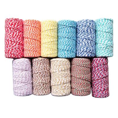 China DIY decoration 2MM 8PLY 2 strands twisted 100m spool cotton baker's twine, double color cotton twine for sale