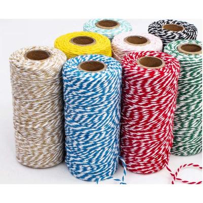 China DIY decoration 2MM 8PLY 2 strands twisted 100m spool cotton bakers twine, double color cotton twine for sale