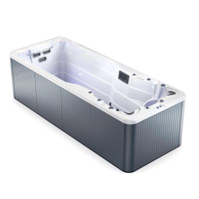 China Modern Infinity Whirlpool 3 Seats Pool Swim Spa Endless Outdoor Massage Jet Spa Tub With Step for sale