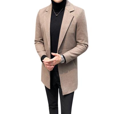 China Anti-wrinkle 2021 Winter New Slim Men's Wool Coat Men's Business Trench Coat Mid Length Coat for sale