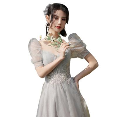 China 2022 Summer Temperament Bridesmaid Dress Female Gray Bridesmaid Dress Group Breathable Fairy Sister Dress for sale