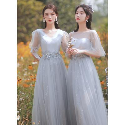 China 2021 summer new bridesmaid dress silver gray temperament sister group breathable fairy dress big dress for sale