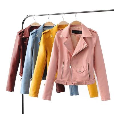 China Fashion Pu Fashion Lapel Belt Breathable Leather Clothes Thin Coat for sale