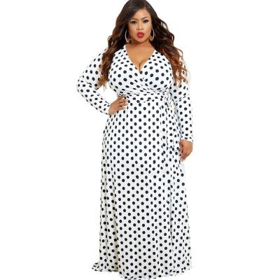 China Newest Long Sleeve Breathable Dot Skirt Digital Printing Fashion Style Skirt Dress Plus Size Girl Casual Elegant Maxi Apparel for sale