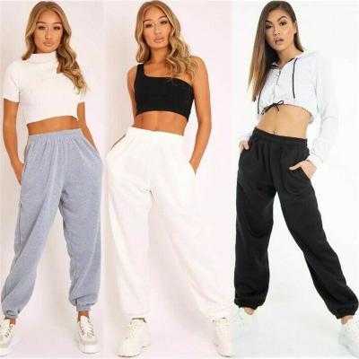 China Other Women's Sports Jogger Pants Casual Solid Two Pockets Ladies Elastic Sweatpants Workout Loose Waist Pants Female Loose Pants for sale