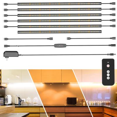 China Dorpshipping Amazon Modern Hot Seller LED Under Cabinet Lighting Kit 6Pack Cabinet Light Strips With Remote Control 3000-6000K for sale