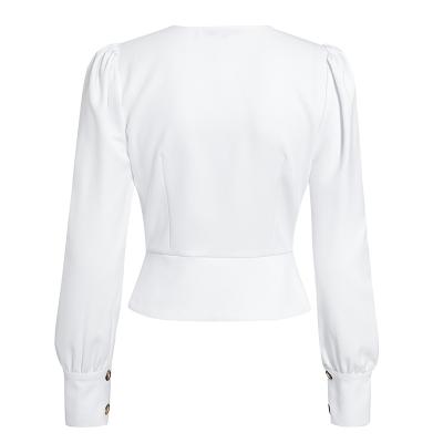 China Breathable Women Fashion Blouse Long Sleeve Office Lady Top Shirt White Shirts For Women Blouses for sale