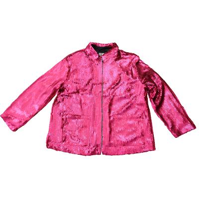 China Womens Breathable Patch Pockets Vintage Sequin Jacket Plus Size Women Fall Clothing for sale