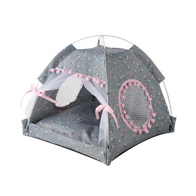 China Cool and Cool Viable Pet Tent Partially Enclosed Pet Kennel Summer Four Season Small Dog Cat Bed Universal Removable Kennel Tent for sale