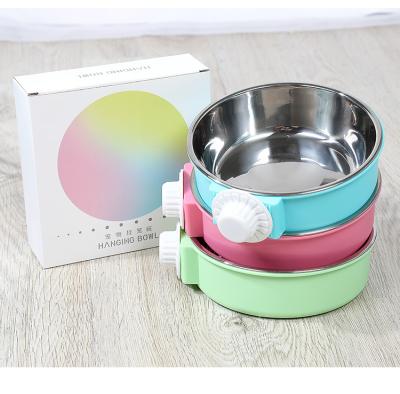 China New Design Sustainable Plastic Pet Cat Bowl Stainless Steel Dog Bowl Cute Bird Feeders Non Slip Dog Bowl For Outdoor Hanging for sale